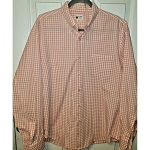 J. Crew Factory Tailored Fit Checkered Peach Button Down Shirt Mens Size L